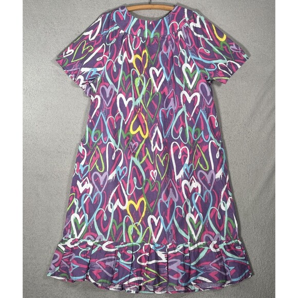 Anthony Richard’s Women’s 1X Muumuu Hearts AOP Ruffle Hem Patio Dress Lounge - Picture 9 of 11